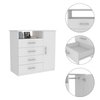 Tuhome Peru 4 Drawer Dresser, Single Door Cabinet, One Open Shelf, Superior Top, White CLB5547